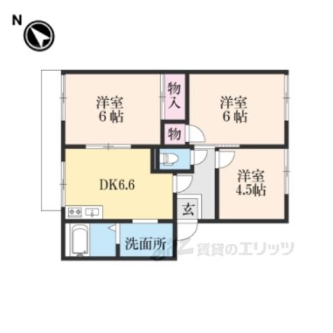サンパティーク C棟(3DK/1階)の間取り写真