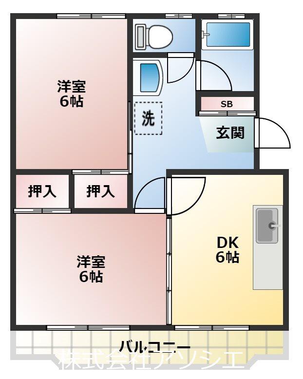 ライフジョイ大袋(2DK/2階)の間取り写真