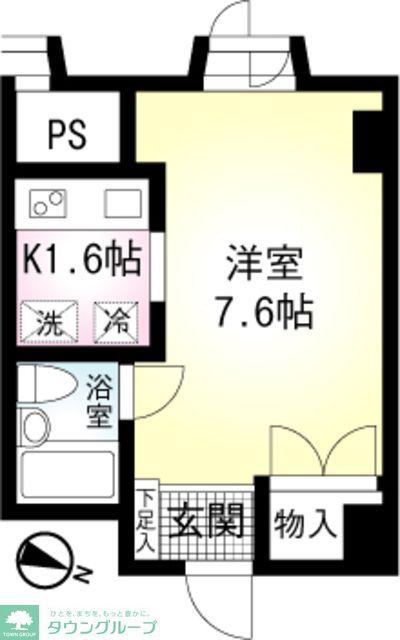 ウィステリアヒルズ(1K/6階)の間取り写真