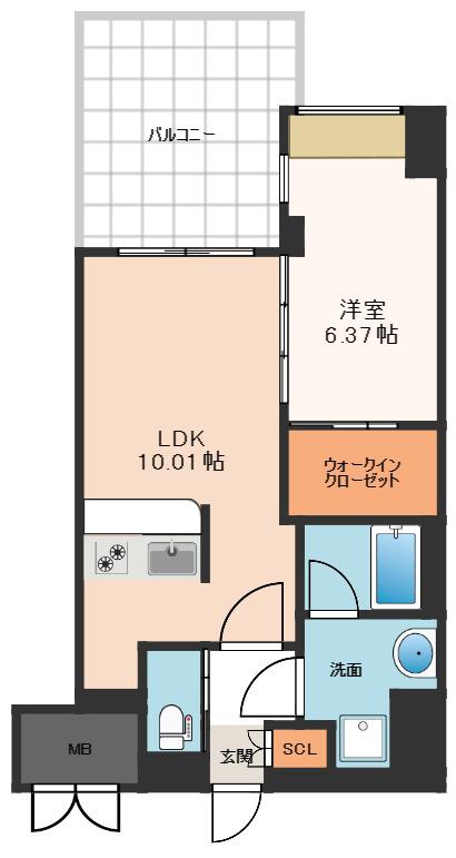 VINOプレジオ本町(1LDK/7階)の間取り写真