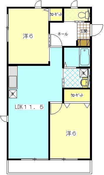サンメゾン(2LDK/1階)の間取り写真
