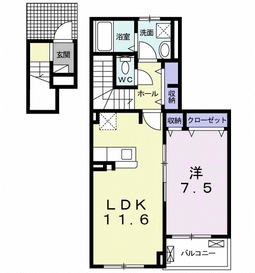 シャルマン A(1LDK/2階)の間取り写真