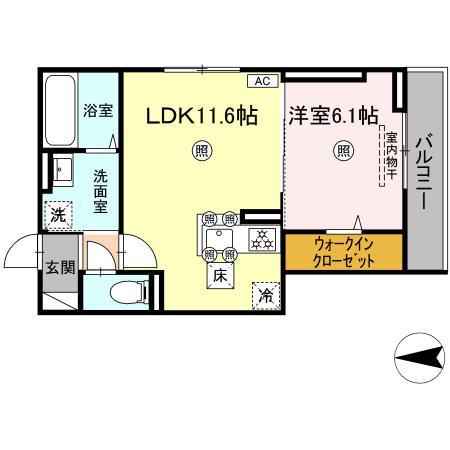 タウン清心(1LDK/1階)の間取り写真