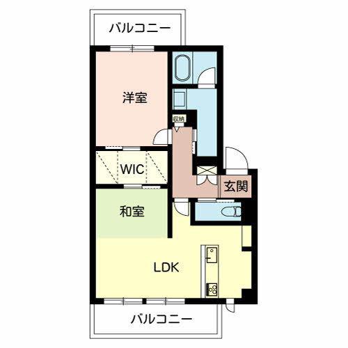 ヴィラソレーユ古曽部町AB(2LDK/2階)の間取り写真