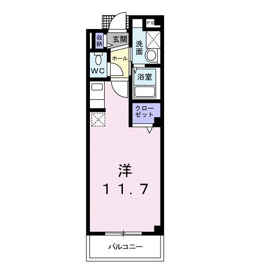 ユングフラウII(1K/1階)の間取り写真