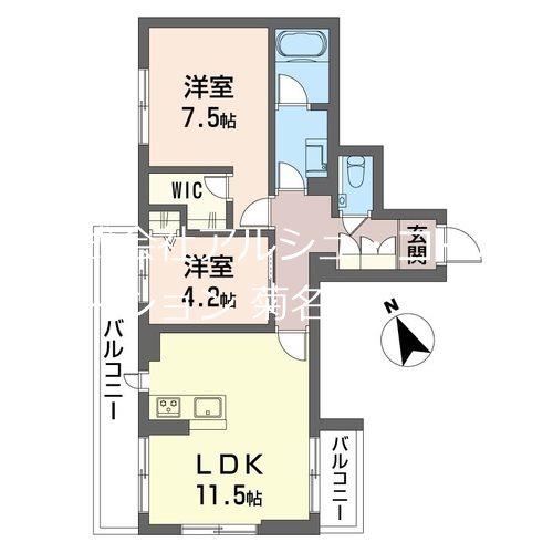 ルミエール妙蓮寺 III(2LDK/1階)の間取り写真