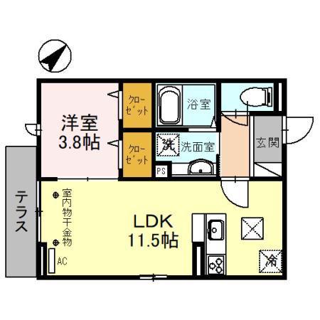 ECLAT西大宮EMBELLIR西大宮 ECLAT西大宮(1LDK/1階)の間取り写真
