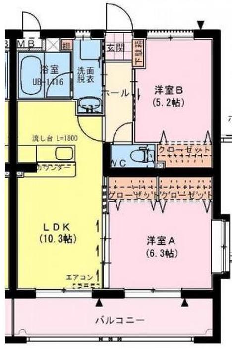 ラフェスタ(2LDK/5階)の間取り写真