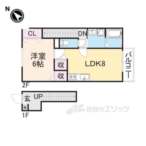 ソレジオ武村ⅤS棟(1DK/1階)の間取り写真
