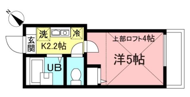CASA DEL SOLE IKUTA(1K/2階)の間取り写真