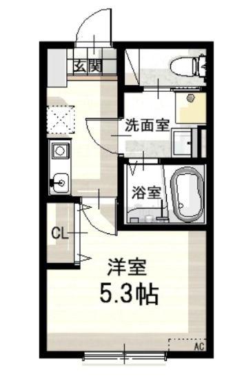 エスポワール(1K/2階)の間取り写真