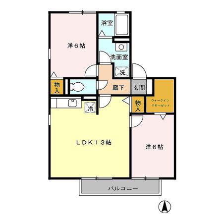 スクウェアガーデンIII(2LDK/1階)の間取り写真