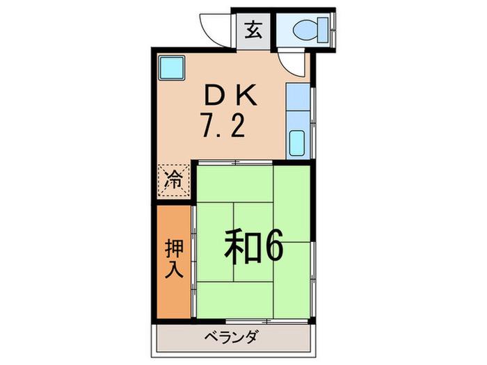 村井荘(1DK/2階)の間取り写真
