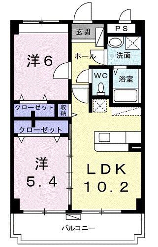 ボヌールパレスA(2LDK/1階)の間取り写真