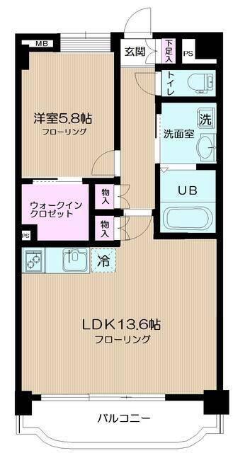 アジュール溝口(1LDK/7階)の間取り写真