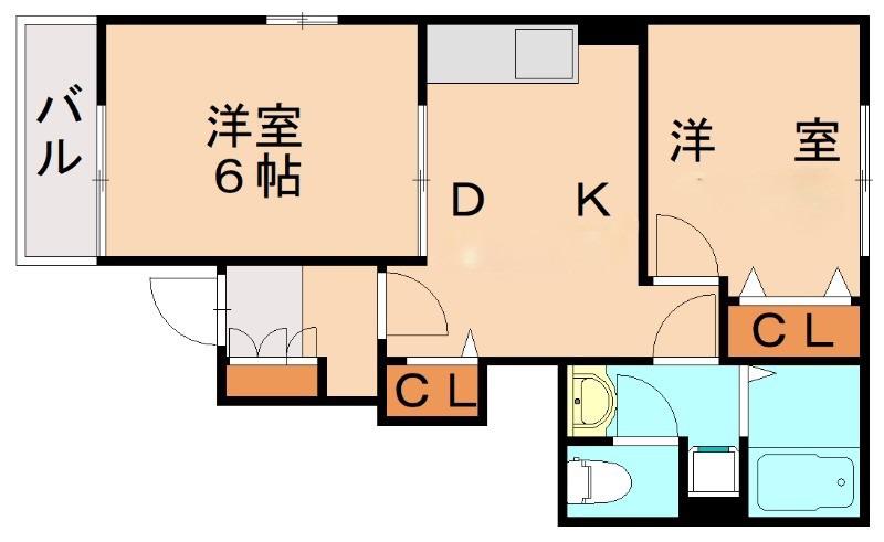 アーベイン宮西A(2DK/1階)の間取り写真