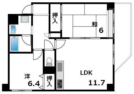 ハウゼ・ケイ魚崎(2LDK/4階)の間取り写真