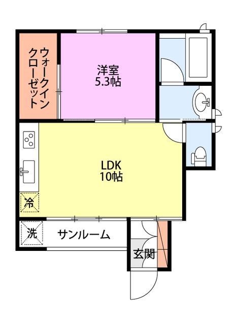 APARTMENT十三(1LDK/1階)の間取り写真
