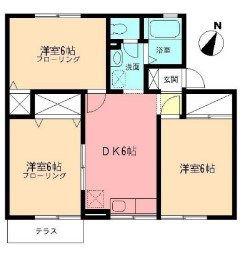 クレールC(3DK/1階)の間取り写真