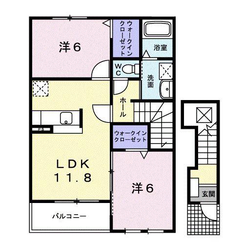 フィールドコート1(2LDK/2階)の間取り写真