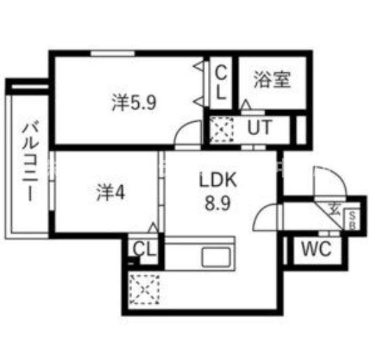 ルアナテラス38(2LDK/1階)の間取り写真