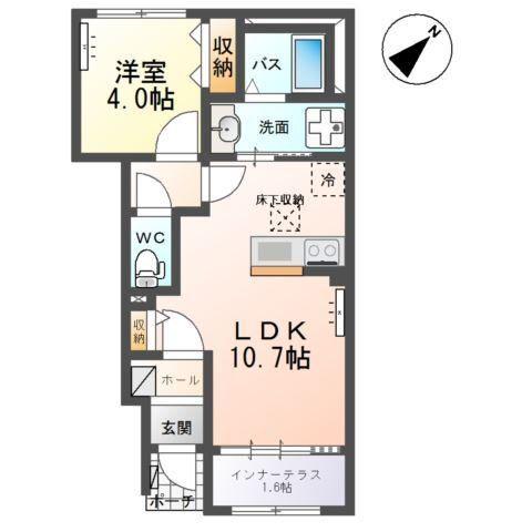 小田原8丁目アパート(1LDK/1階)の間取り写真