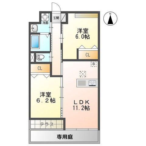 UN HOMME(2LDK/1階)の間取り写真