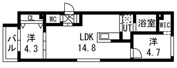 グラシオン(2LDK/3階)の間取り写真