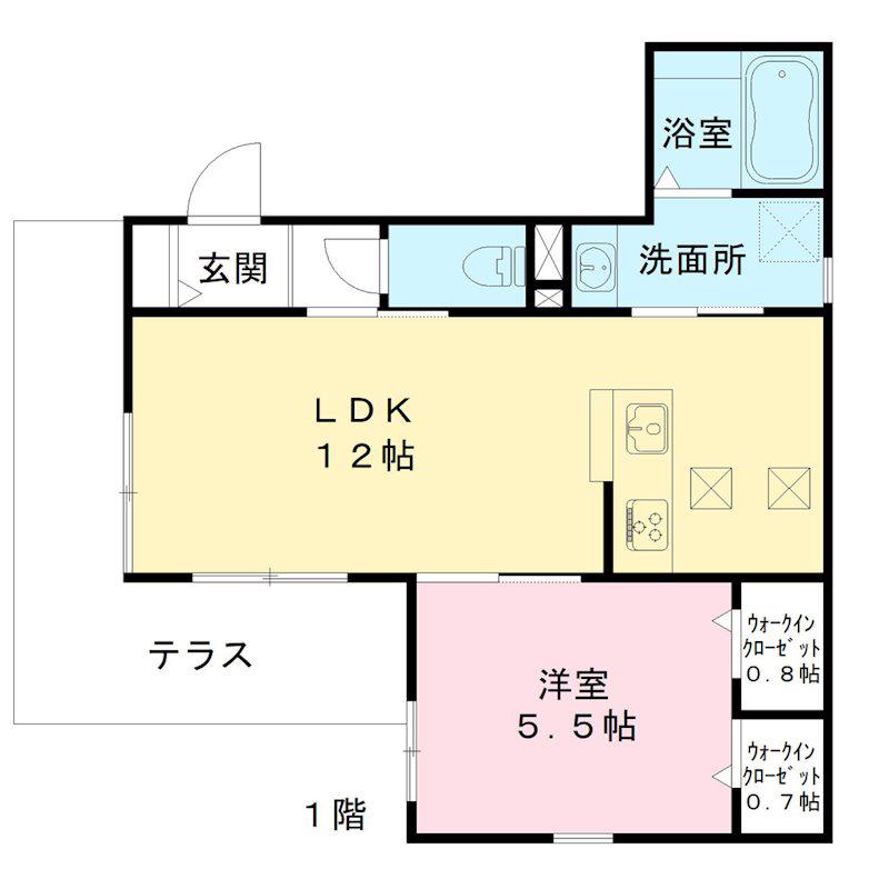 JR横須賀線 新川崎駅 徒歩11分 2階建 築4年(1LDK/1階)の間取り写真