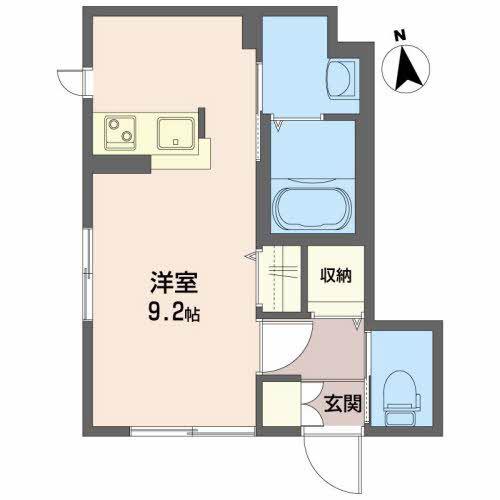 JR仙山線 北山駅(宮城) バス乗車時間:41分 最寄りバス停で下車 徒歩4分 2階建 築4年(ワンルーム/1階)の間取り写真