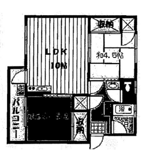 鶴見ハイツH棟(2LDK/3階)の間取り写真