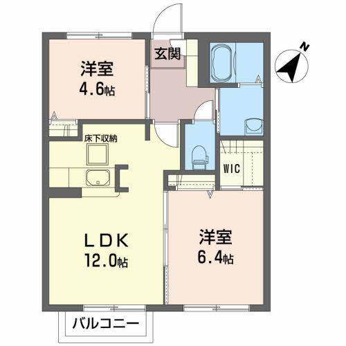 ボヌールパルク華園(2LDK/1階)の間取り写真