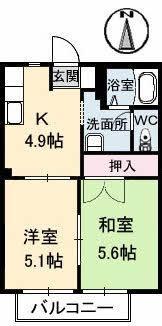 エーデル1(2K/1階)の間取り写真