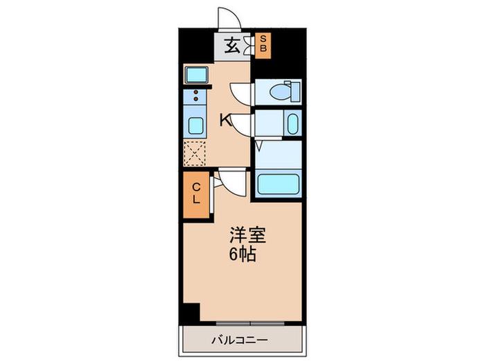 レジュールアッシュ神戸ハーバーランド(1K/2階)の間取り写真