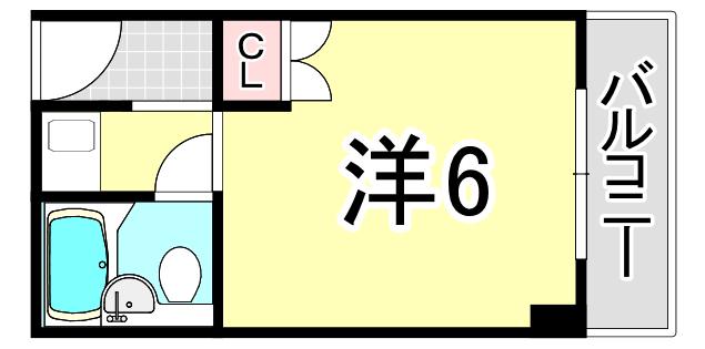 カルム甲子園(ワンルーム/3階)の間取り写真