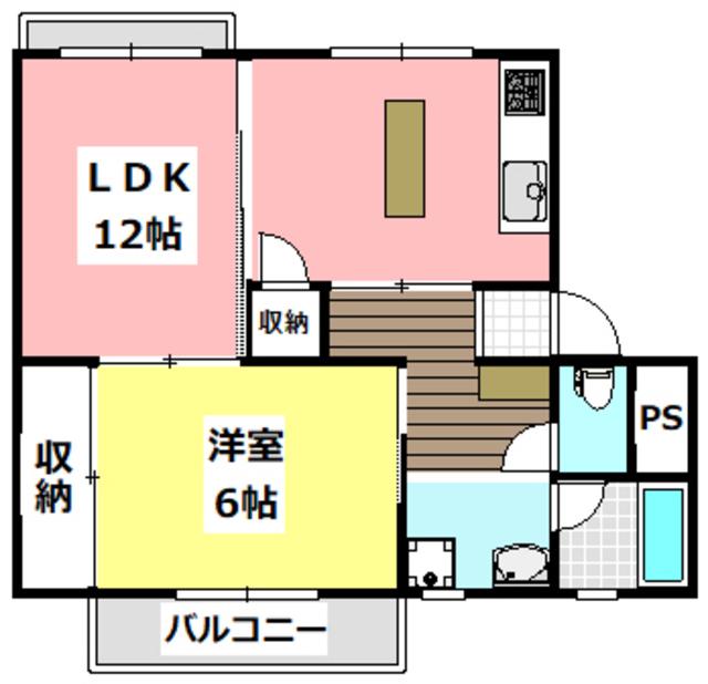 第2中尾コーポ(1LDK/2階)の間取り写真