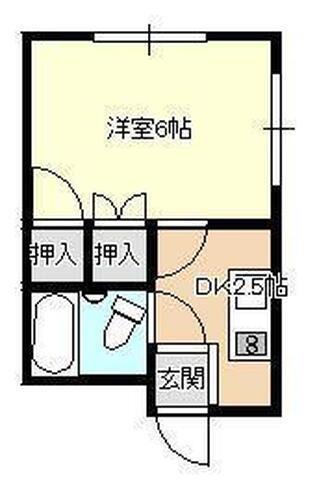 カレッヂ1(1K/1階)の間取り写真