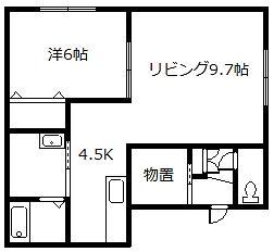 メゾンドソレイユ(1LDK/2階)の間取り写真