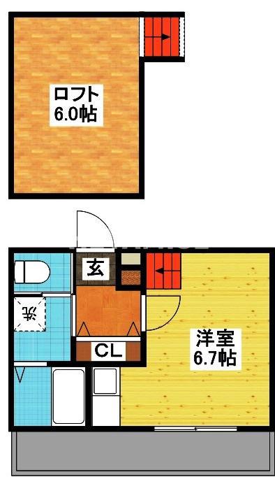 MODERN西山(ワンルーム/1階)の間取り写真