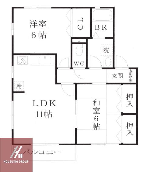 ハイツ上野東(2LDK/1階)の間取り写真