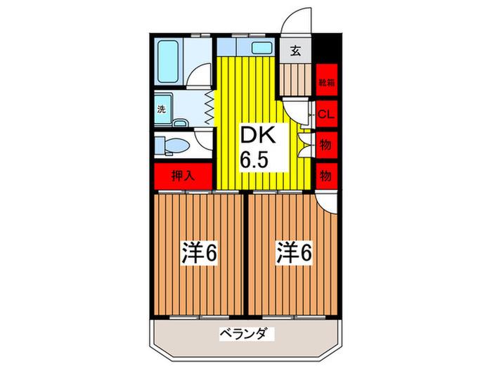 領家コープマンション(2DK/6階)の間取り写真