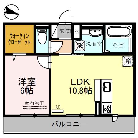 ノイエ南草津(1LDK/3階)の間取り写真