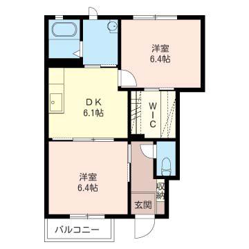 コートアベーユB(2DK/1階)の間取り写真