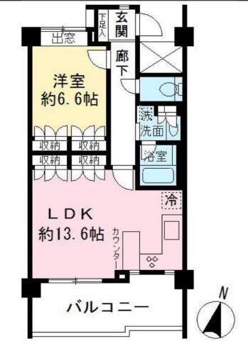 エストライフつつじヶ丘三番館(1LDK/2階)の間取り写真