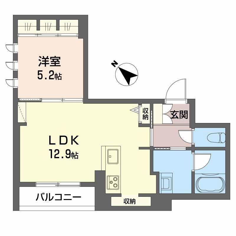 JR東北本線 東仙台駅 徒歩9分 3階建 新築(1LDK/3階)の間取り写真