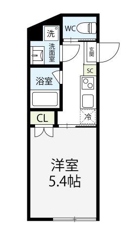 エヌセーラ(1K/1階)の間取り写真