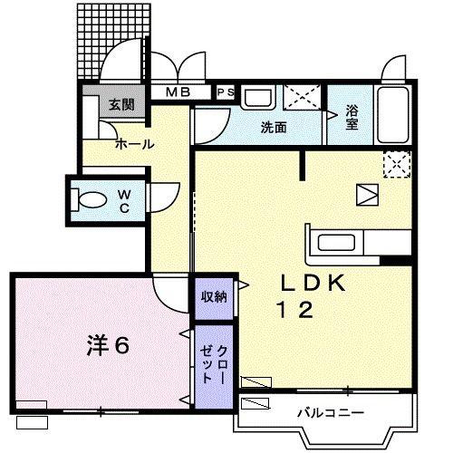 グレースピアB(1LDK/1階)の間取り写真