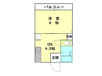 クレマチスB(1DK/1階)の間取り写真