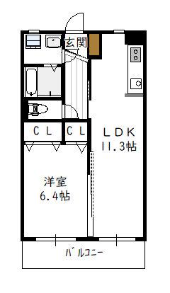 ユーミー波島(1LDK/1階)の間取り写真