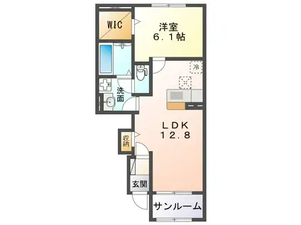 ラ・フェリーチェ B(1LDK/1階)の間取り写真